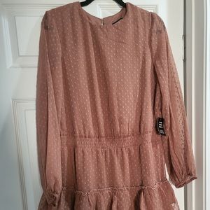EXPRESS PALE RUST RUFFLE MINI DRESS